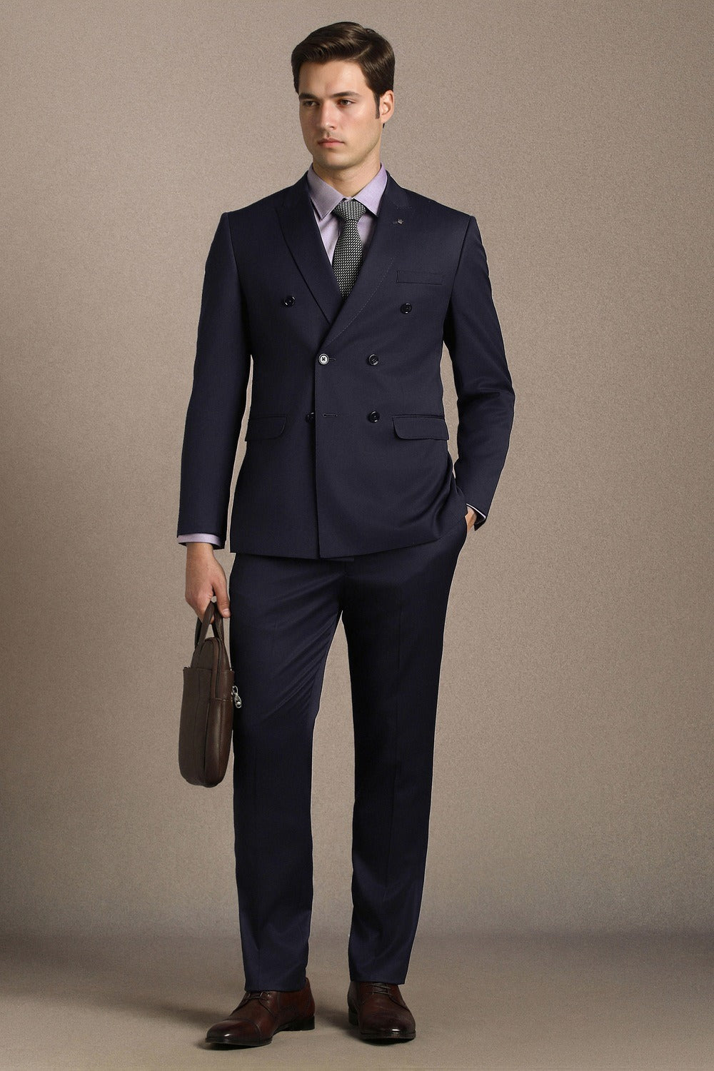 Elite Double-Breasted Two-Piece Suit for Men - Midnight Navy