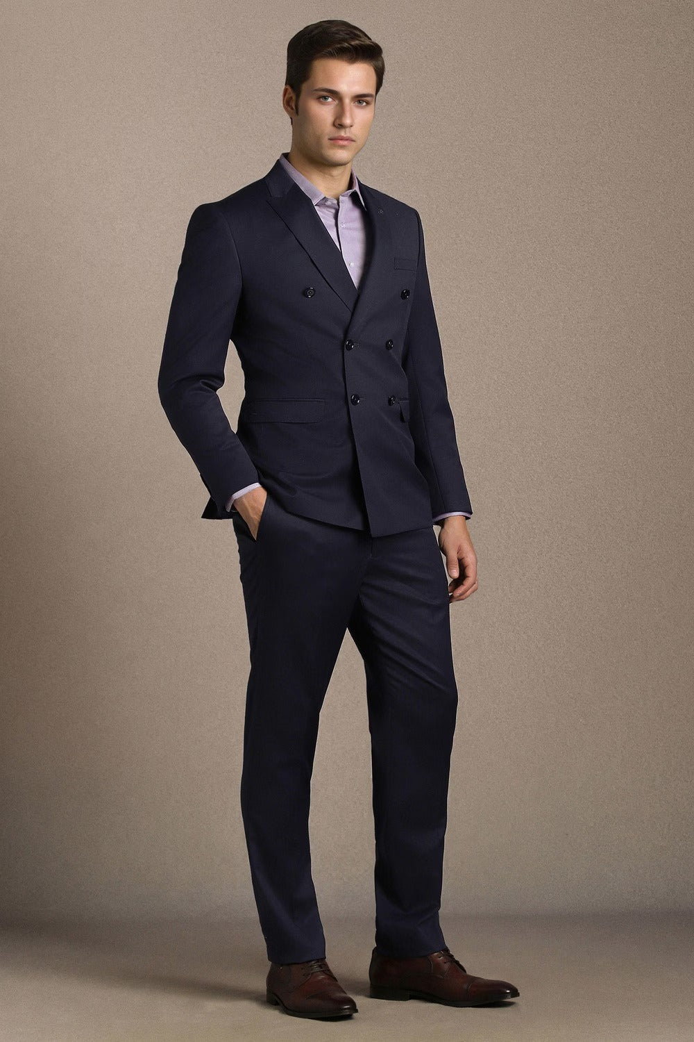 Elite Double-Breasted Two-Piece Suit for Men - Midnight Navy